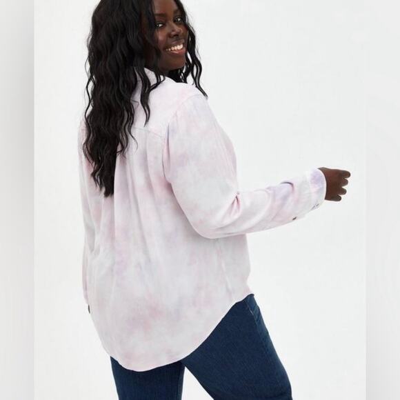 Torrid Lizzie Rayon Twill Button-Up Long Sleeve Shirt Womens size 4x Tie Dye - Picture 2 of 10
